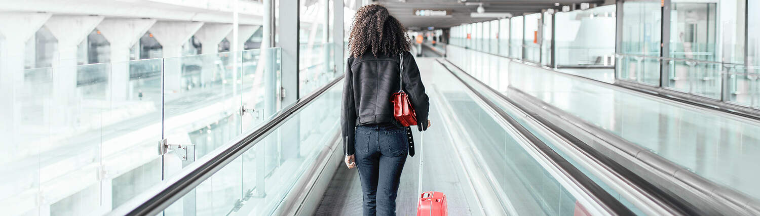 Woman walking in an airport