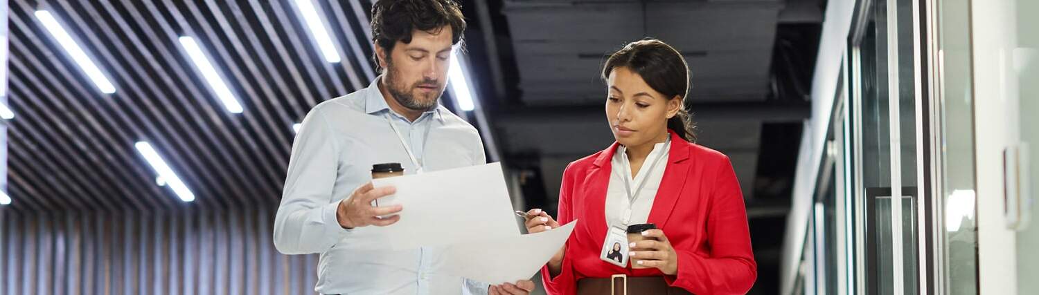 Two people working together