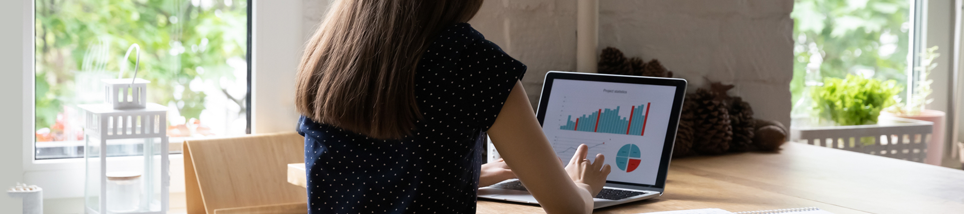Woman working from remotely