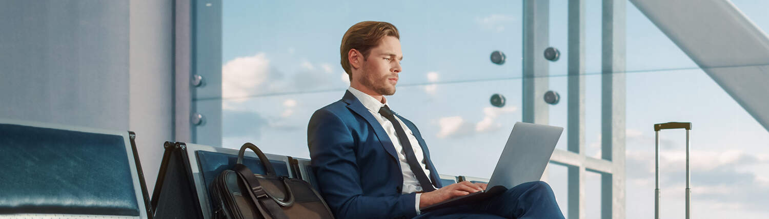 A man is working in the airport