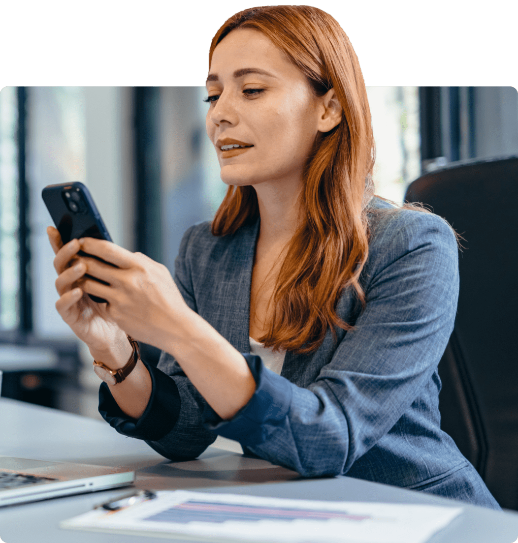 A woman is using a mobile wallet on her phone