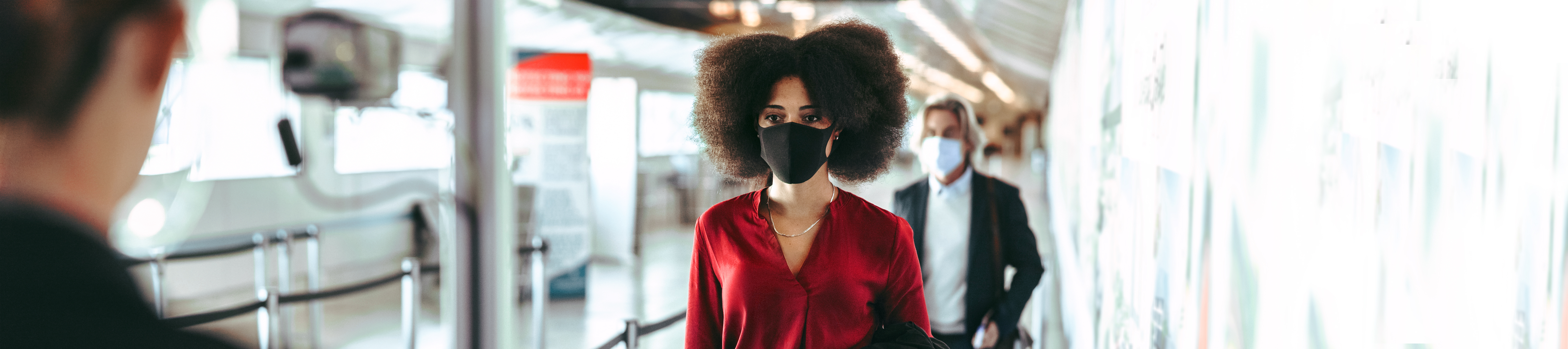 Wearing a mask at the airport