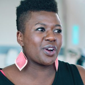 Woman discussing
