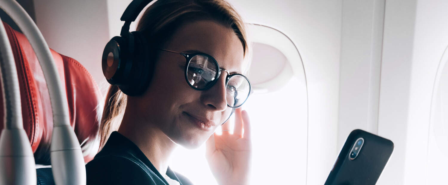 Listening to podcast during a flight