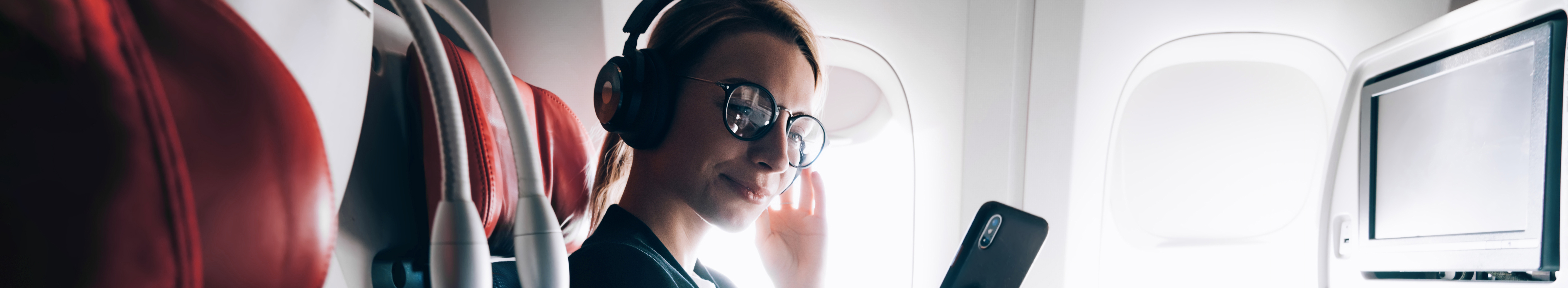 Listening to podcast during a flight